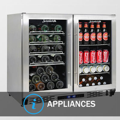 Double door bar fridge with stainless steel trims and locks with wine bottles, cans and beer bottles