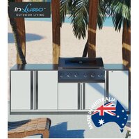 Integrato 2500 MM (W) BBQ : 2500 MM (W) x 735 MM (D) x 950 MM (H) - Horizon White w/ Stainless Steel Bench Top