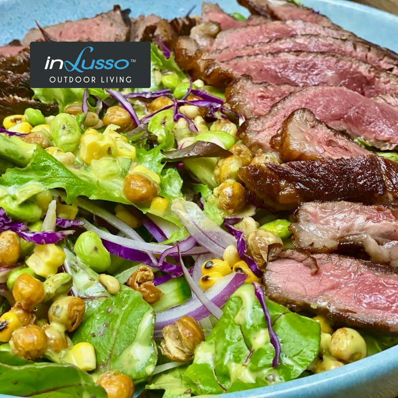 Char-Grilled Sirloin Steak with Spiced Chickpea Salad Recipe